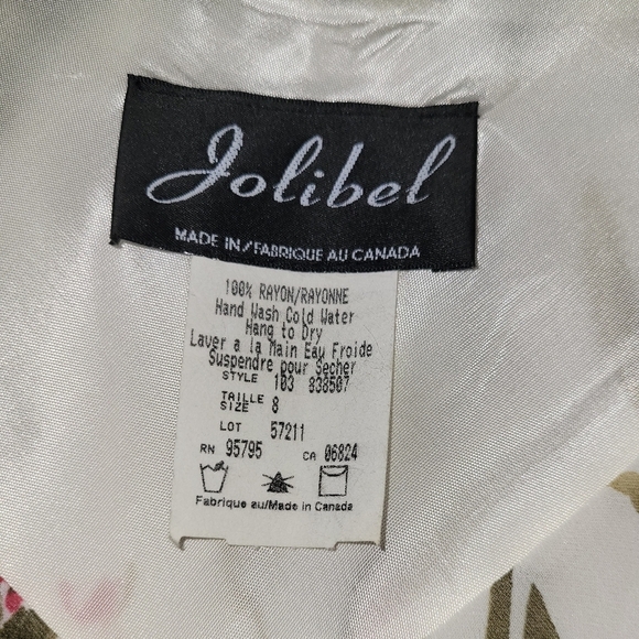 Jolibel Vintage Cream Floral Tiered Ruffle Asymmetrical Flutter Sleeve Y2K Dress - Picture 3 of 9